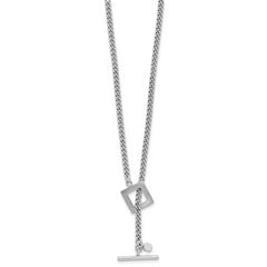 Sterling Silver RH-plated Polished Fancy Toggle Necklace