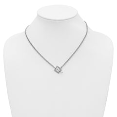 Sterling Silver RH-plated Polished Fancy Toggle Necklace