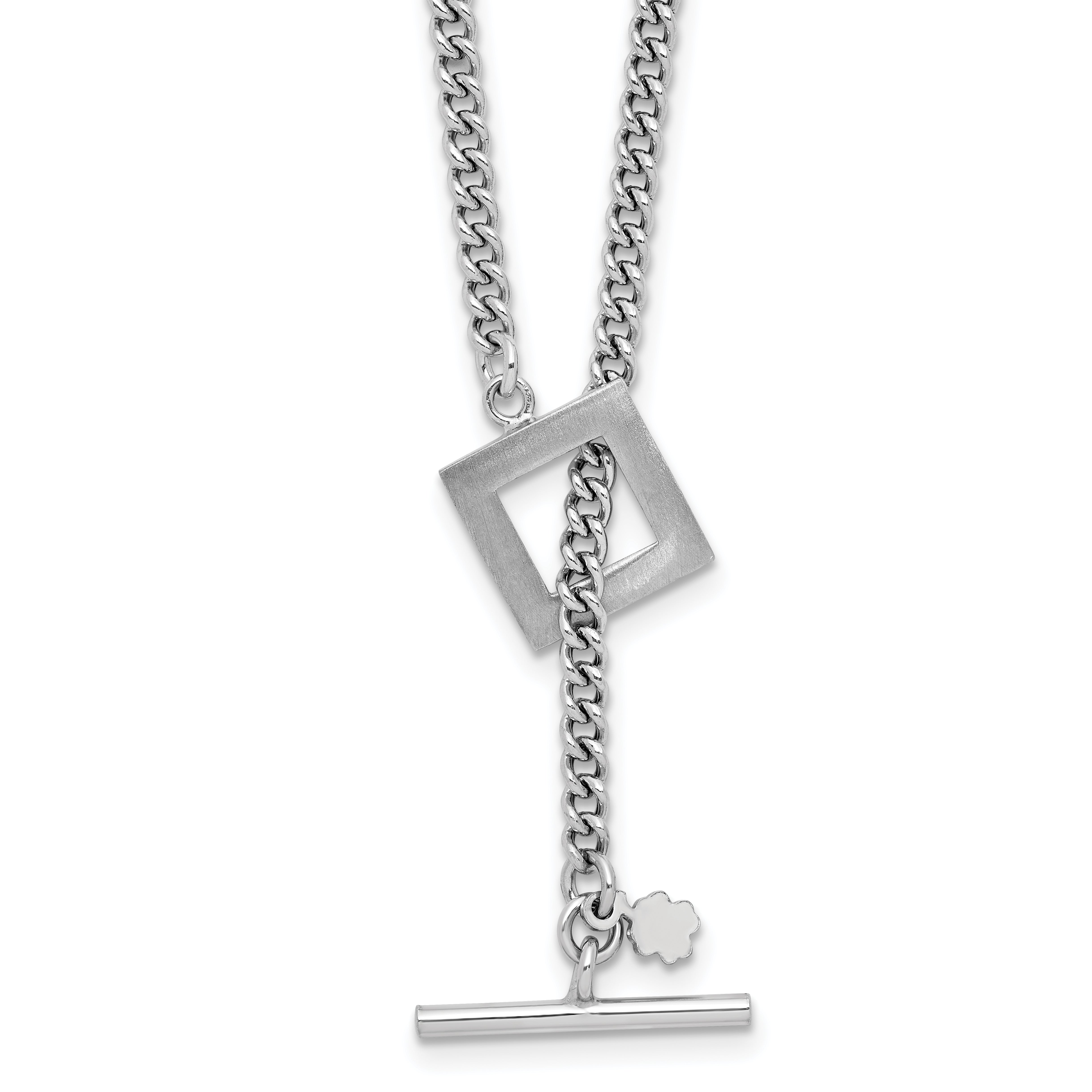 Sterling Silver RH-plated Polished Fancy Toggle Necklace