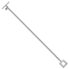 Sterling Silver RH-plated Polished Fancy Toggle Bracelet
