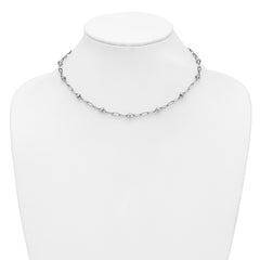 Sterling Silver RH-plated Polished Fancy Link w/2in ext. Necklace