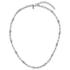 Sterling Silver RH-plated Polished Fancy Link w/2in ext. Necklace