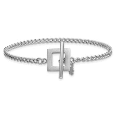 Sterling Silver RH-plated Polished Fancy Link w/1in ext. Bracelet