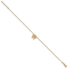Sterling Silver Gold-plated Butterfly Charm 10 inch Plus 1 inch Extender - Total 11 inch Anklet