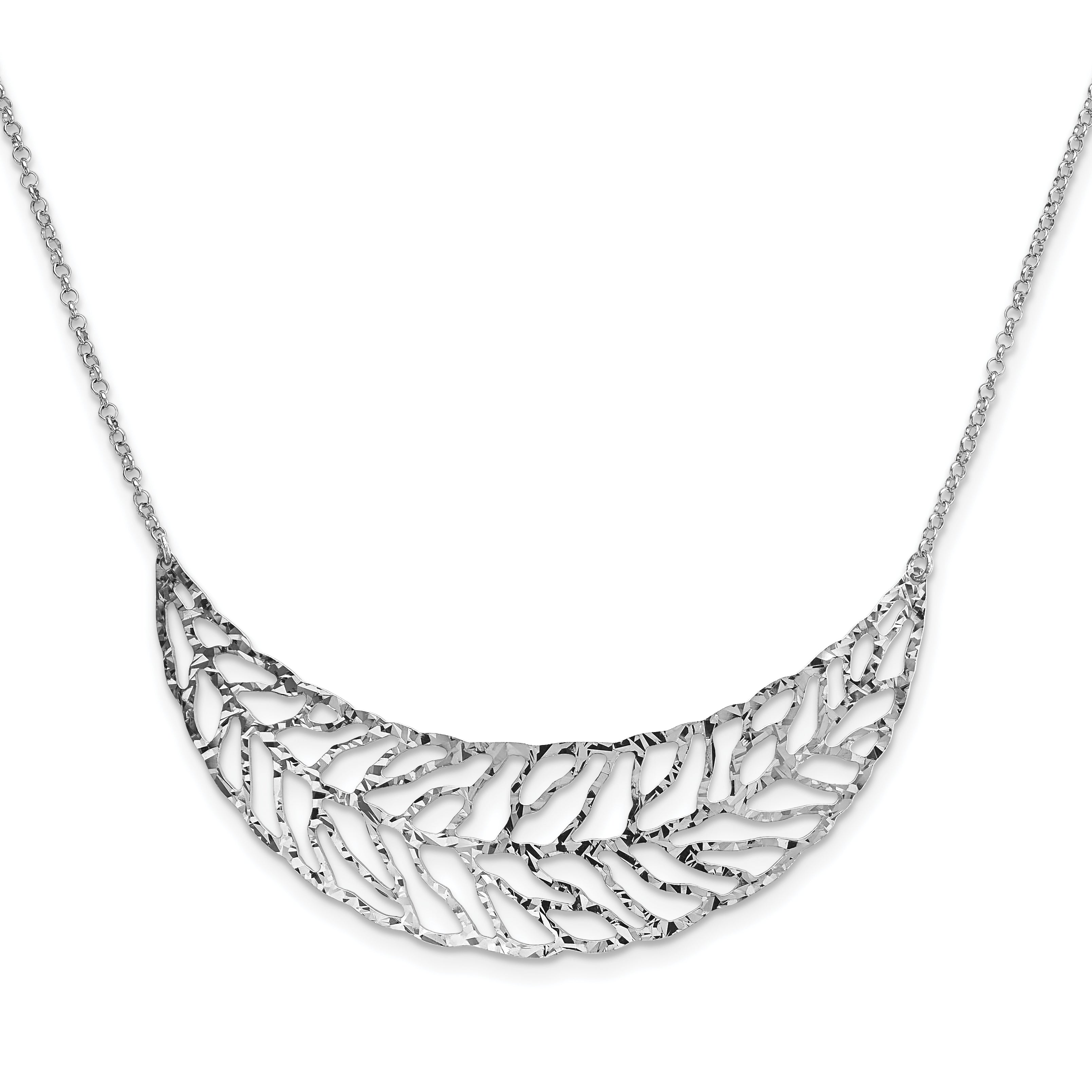 Sterling Silver Rhodium-Plated Fancy Necklace