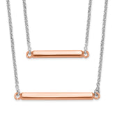 Sterling Silver RH-plt Fancy  Rose-tone Bar w/2in ext. Necklace