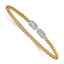 Sterling Silver Rhodium-Rhodium-Plated and Gold-plated CZ Woven Cuff