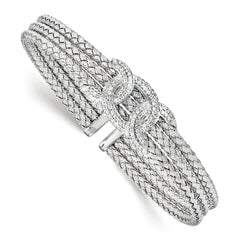 Sterling Silver Rhodium-Rhodium-Plated CZ Woven Cuff