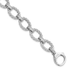 Sterling Silver Rhodium-Rhodium-Plated CZ Woven Link Bracelet