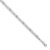Sterling Silver RH-plated Double Strand w/.5in ext. Anklet