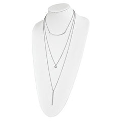 Sterling Silver RH-plated Three Strand w/2in ext. Necklace