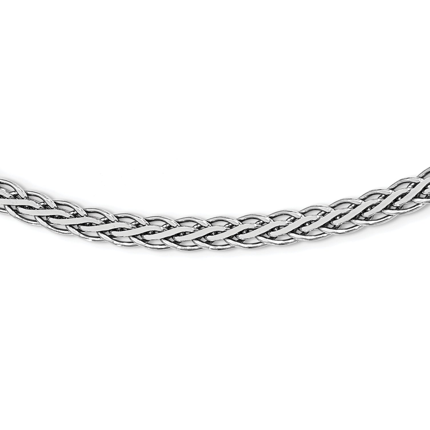 Sterling SilverRhodium-Rhodium-Plated Flat D/C Spiga Necklace