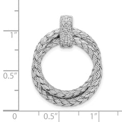 Sterling Silver RH-plated Polished with CZ Braided Pendant
