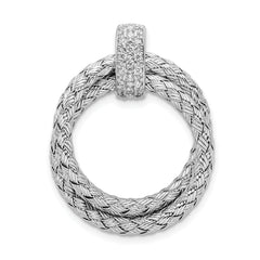Sterling Silver RH-plated Polished with CZ Braided Pendant