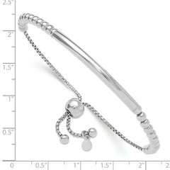 Sterling Silver RH-plated Polished Beaded Adjustable Bracelet