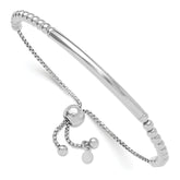 Sterling Silver RH-plated Polished Beaded Adjustable Bracelet