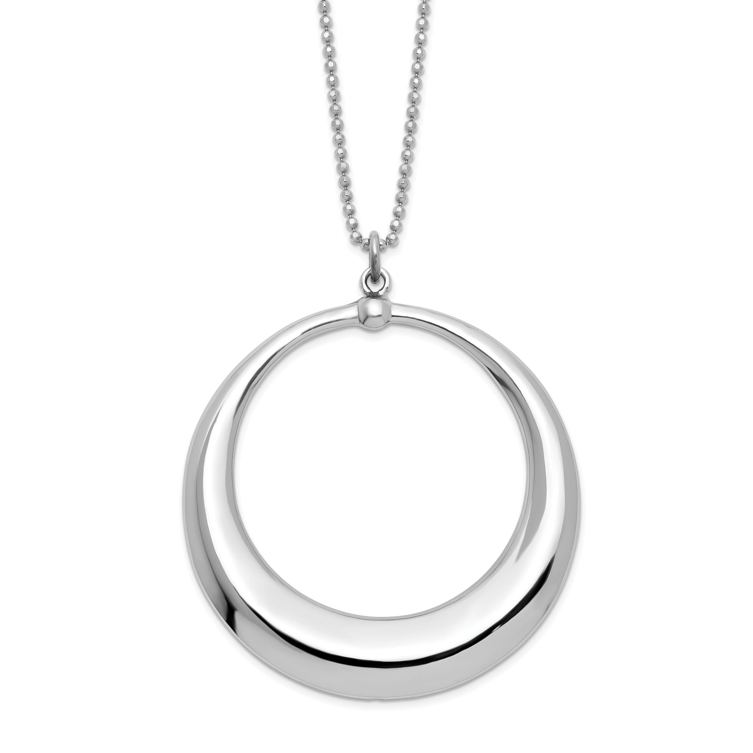 Sterling Silver Rhodium-Rhodium-Plated Polished Circle Necklace