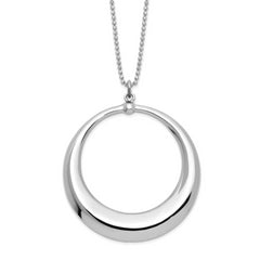 Sterling Silver Rhodium-Rhodium-Plated Polished Circle Necklace