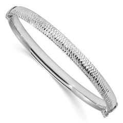 Sterling SilverRhodium-Rhodium-Plated Polished & Textured Bangle