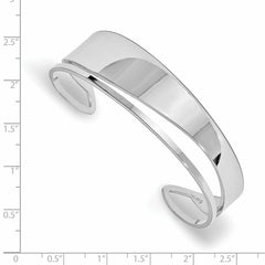 Sterling Silver RH-plated Polished Fancy Cuff Bangle