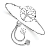 Sterling Silver RH-plated Tree of Life Adjustable Bracelet