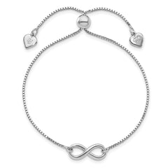 Sterling Silver RH-plated Polished Infinity Adjustable Bracelet