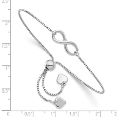 Sterling Silver RH-plated Polished Infinity Adjustable Bracelet