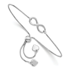 Sterling Silver RH-plated Polished Infinity Adjustable Bracelet