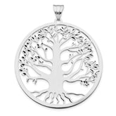 Sterling Silver RH-plated Polish/Dia-cut Tree of Life Pendant