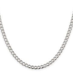 Sterling Silver 4.5mm Semi-solid Flat Curb Chain