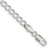 Sterling Silver 4.5mm Semi-solid Flat Curb Chain