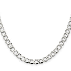 Sterling Silver 6.7mm Semi-solid Flat Curb Chain
