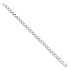 Sterling Silver 6.7mm Semi-solid Flat Curb Chain