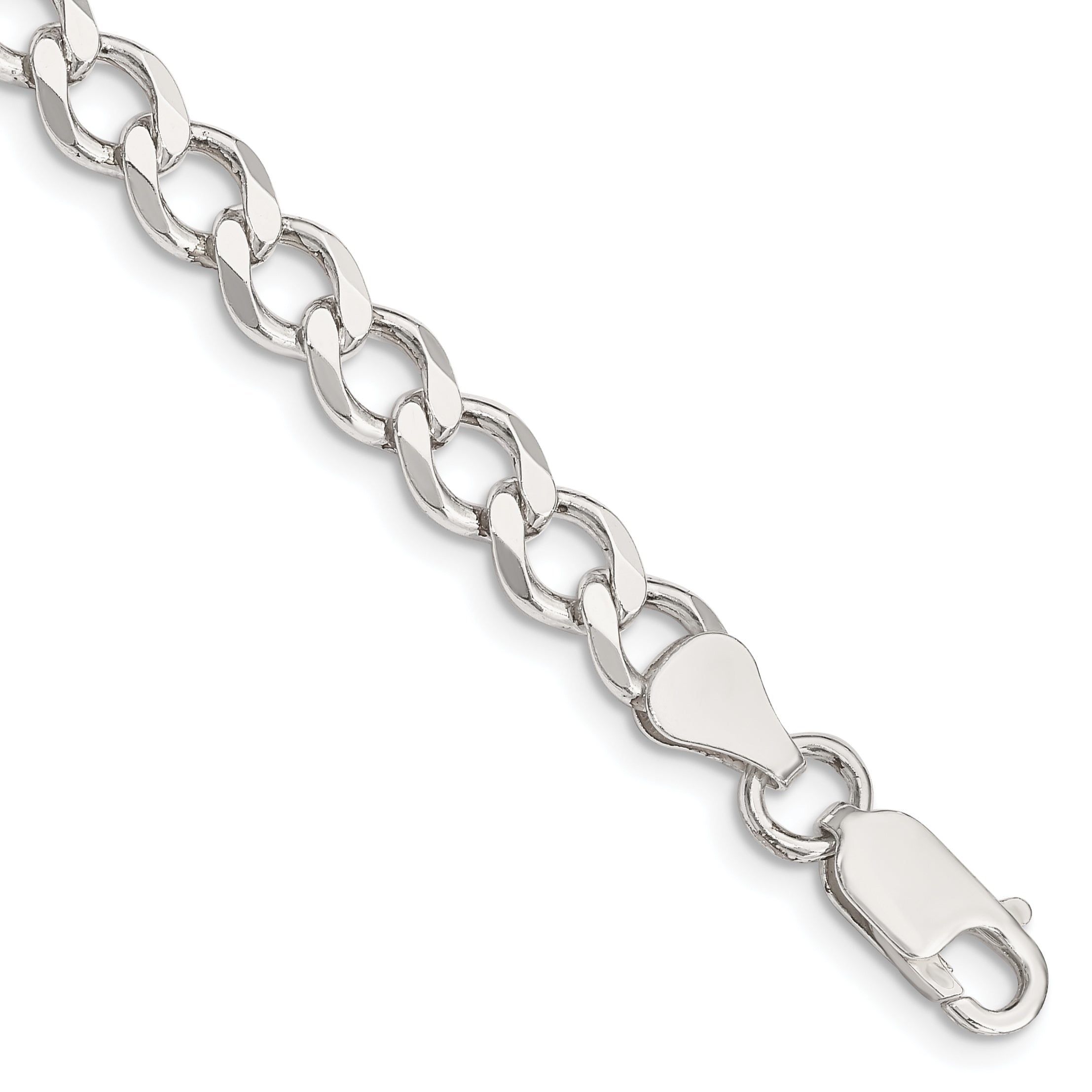 Sterling Silver 6.7mm Semi-solid Flat Curb Chain