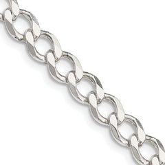 Sterling Silver 6.7mm Semi-solid Flat Curb Chain