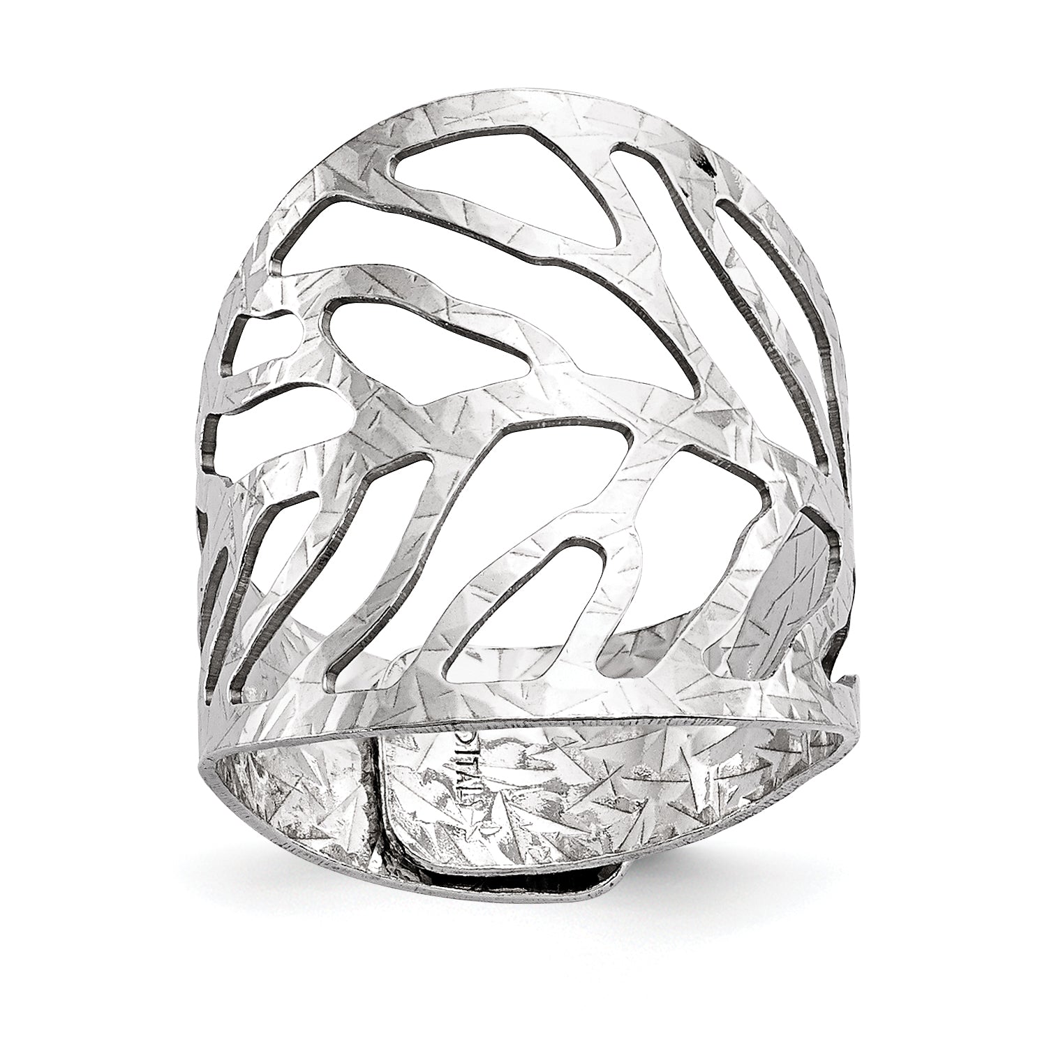 Sterling Silver Rhodium-Plated Adjustable Ring