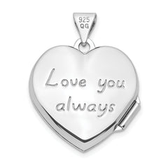 Sterling Silver Rhodium-plated Swirled Love You Always 18mm Heart Locket