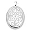 Sterling Silver Rhodium-plated Diamond Leaves 26x20mm Oval Locket