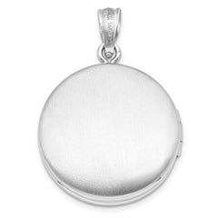 Sterling Silver Rhodium-plated Polished Compass Rose 20mm Round Locket