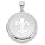 Fleur-de-Lis Round Locket in Sterling Silver, 28mm Brushed & Polished - Sophia Jewelers