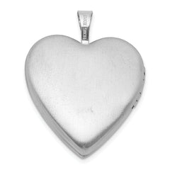 Sterling Silver Rh-plate Polished/Satin St. Christopher 20mm Heart Locket