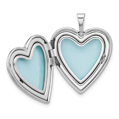 Sterling Silver Rh-plate Polished/Satin St. Christopher 20mm Heart Locket