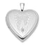 Sterling Silver RH-plated Satin/Polished Angel Wings 20mm Heart Locket