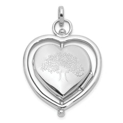 Sterling Silver Rhodium-Plated Floral Special Mom Reversible/Moveable Heart Locket
