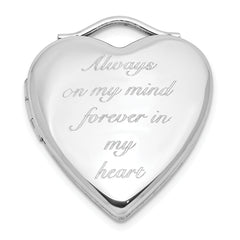Sterling Silver RH-pl ALWAYS IN MY HEART FOREVER.. 20mm Heart Locket