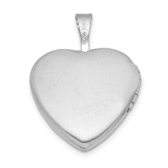 Sterling Silver Rhodium-plated Epoxy Satin Polished Fish 16mm Heart Locket