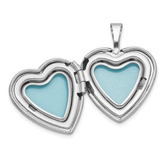 Sterling Silver Rhodium-plated Epoxy Satin Polished Fish 16mm Heart Locket