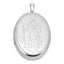 Sterling Silver RH-plated Satin/Polished St. Christopher 26mm Oval Locket