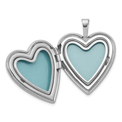 Sterling Silver Rhodium-plated Brushed 1/20 carat Diamond Two Dolphins 20mm Heart Locket