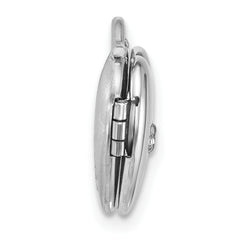 Sterling Silver Rhodium-plated Polished Front/Brushed Back 1/20 carat Diamond 12mm Heart Locket